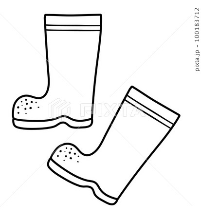 Vector black and white rubber boots icon. Autumn or garden footwear illustration isolated on white background. Vector black and white rubber boots icon. Autumn or garden footwear illustration isolated on white background. 100183712
