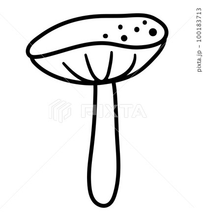 Vector black and white mushroom. Outline autumn plant. Funny toadstool line illustration isolated on white background Vector black and white mushroom. Outline autumn plant. Funny toadstool line illustration isolated on white background 100183713