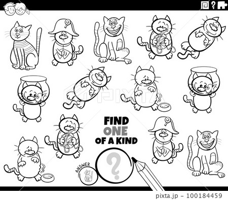one of a kind game with cartoon cats coloring page 100184459