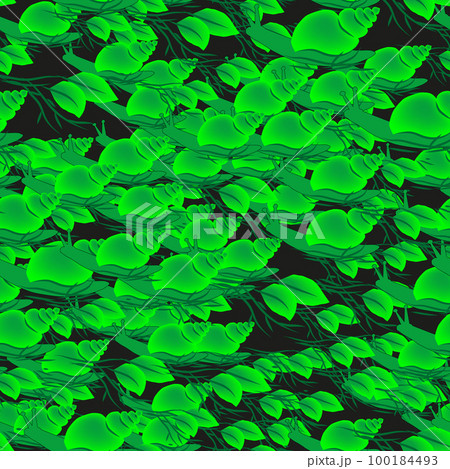 Green Snails and Leaves Seamless Pattern Background Green Snails and Leaves Seamless Pattern Background 100184493