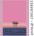 ピンクの空に浮かぶクラゲ 100184953