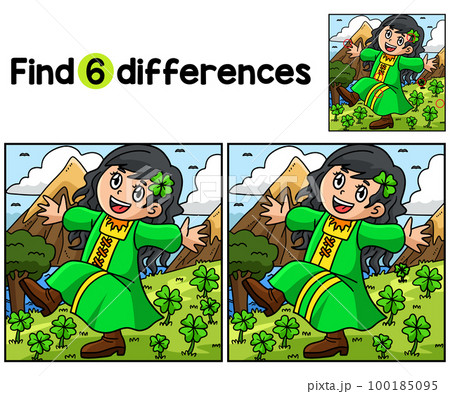 Saint Patrick Day Girl Dancing Find The Difference 100185095