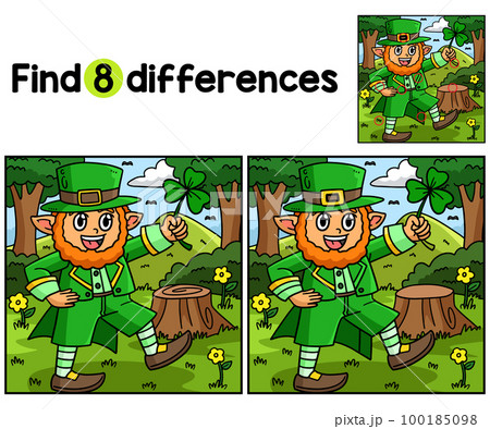 Leprechaun Holding Shamrock Find The Differences Leprechaun Holding Shamrock Find The Differences 100185098