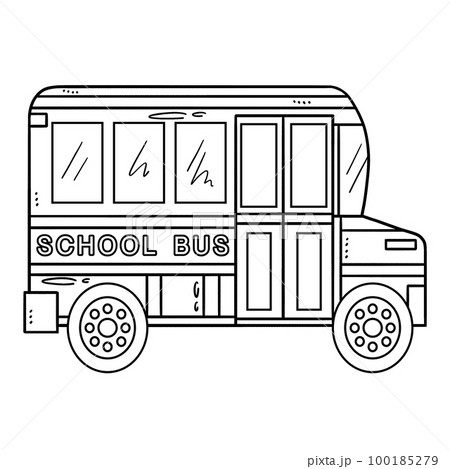 School Bus Isolated Coloring Page for Kids 100185279