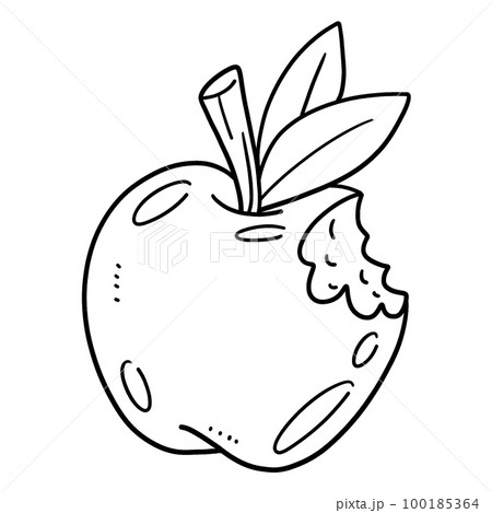 Bite Apple Isolated Coloring Page for Kids Bite Apple Isolated Coloring Page for Kids 100185364