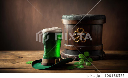 a green cylinder and clover are a symbol of the celebration of St. Patrick's Day 100188525