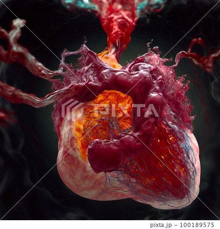 Different stages of development of the human heart, the beginning of the formation of the most important human organ.  illustration 100189575