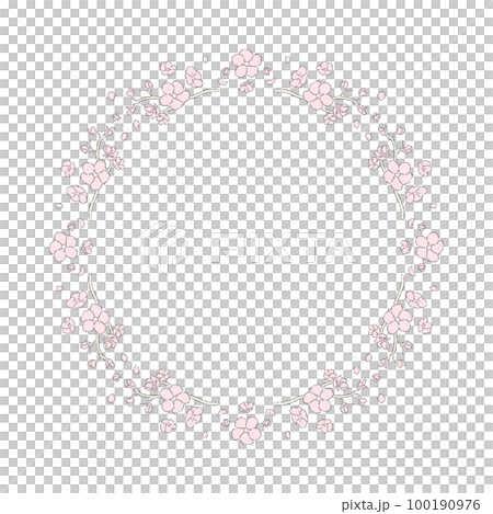 Material_Frame_以櫻花為主題的春季裝飾畫框。一個簡單的手繪盒子設計。沒有字符 100190976