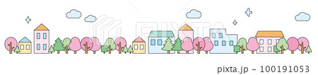 緑いっぱいの街並み 春 線画あり 緑いっぱいの街並み 春 線画あり 100191053