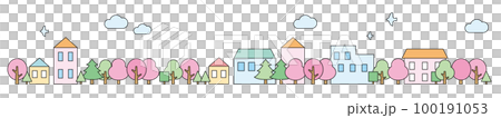 緑いっぱいの街並み 春 線画あり 緑いっぱいの街並み 春 線画あり 100191053
