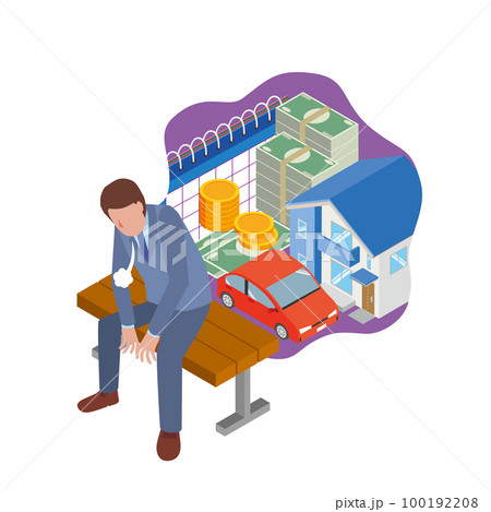 住宅や車のローンが苦しいビジネスマン 100192208