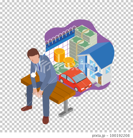 住宅や車のローンが苦しいビジネスマン 100192208