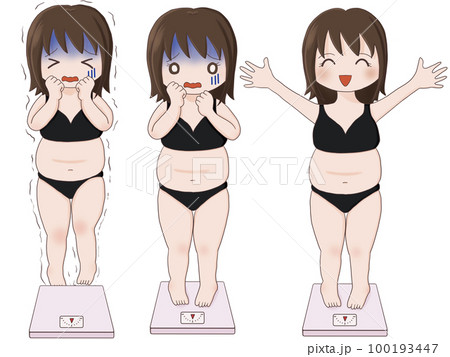 体重計の乗る女性セット(ぽっちゃり) 体重計の乗る女性セット(ぽっちゃり) 100193447
