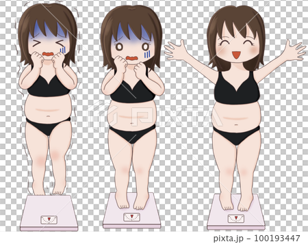 体重計の乗る女性セット(ぽっちゃり) 体重計の乗る女性セット(ぽっちゃり) 100193447