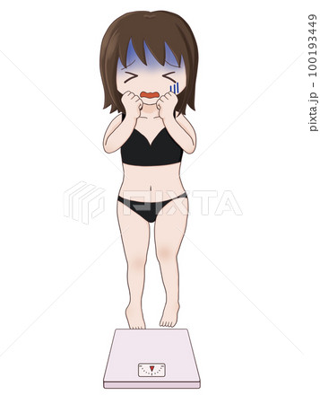体重計に乗るのが怖い女性（標準体型） 100193449