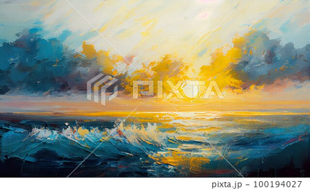 油絵 太陽 絵画 太陽と金の富士図 がんどうあつし絵画 石川県