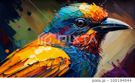 カラフル 鳥 油絵のイラスト素材 [100194044] - PIXTA