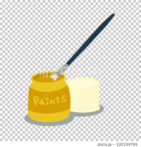 畫筆上有丙烯顏料的插圖[黃色（黃色），簡單，沒有線條] 100194769