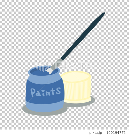 Illustration with acrylic paint on the brush [cyan (blue), simple, no line] [black, simple, no line] 100194773