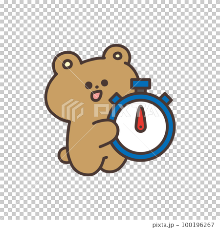 タイマーを持ったかわいいクマのイラスト タイマーを持ったかわいいクマのイラスト 100196267