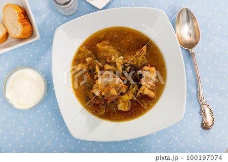 Traditional Russian dish is cabbage soup Traditional Russian dish is cabbage soup 100197074