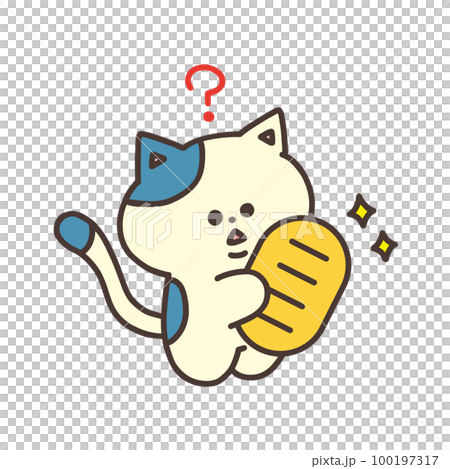 小判を持ったかわいい猫のイラスト/猫に小判 小判を持ったかわいい猫のイラスト/猫に小判 100197317