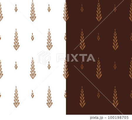 Set of vector simple patterns with stems with foliage. Collection of natural textures with leaves. Wallpaper with stems. 100198705