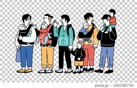 赤ちゃんを抱っこする男性のシンプルなイラスト 100198726