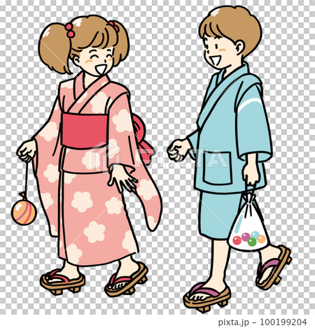 孩子們享受節日的插圖 100199204