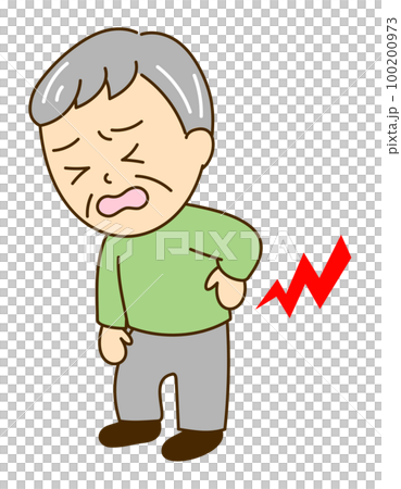 An old lady who had a strained back when carrying luggage 100200973