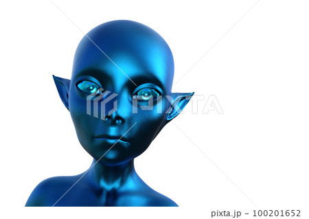3d render. Portrait of a blue elf on a white background.  100201652