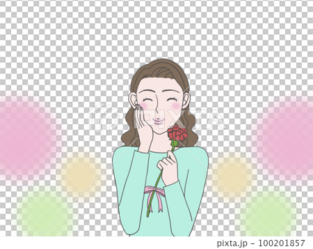 幸福地拿著康乃馨的女人 幸福地拿著康乃馨的女人 100201857