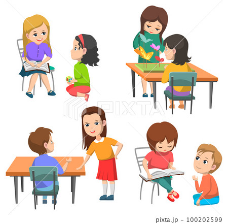 Elementary School Kids, Pupils Interaction Set Elementary School Kids, Pupils Interaction Set 100202599