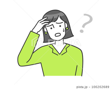 女性が悩んでいるベクターイラスト 100202689