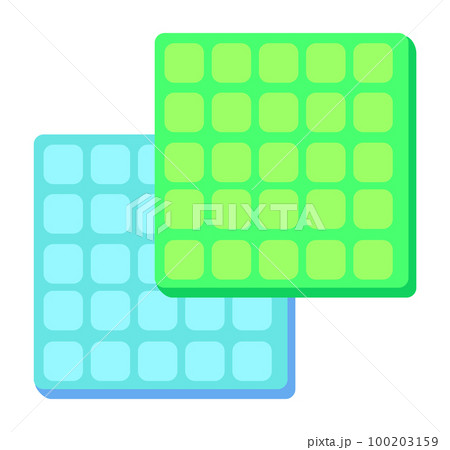 Square colorful foam rubber flaps for dusting, cleaning the house, cleaning agent. Flat vector image Square colorful foam rubber flaps for dusting, cleaning the house, cleaning agent. Flat vector image 100203159