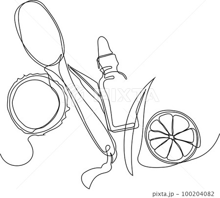 Skin care concept. Landing page template. Morning routine. Bath time. Organic products for scrubbing and body skin care with natural herbal skin care products, top view. Vector illustration 100204082