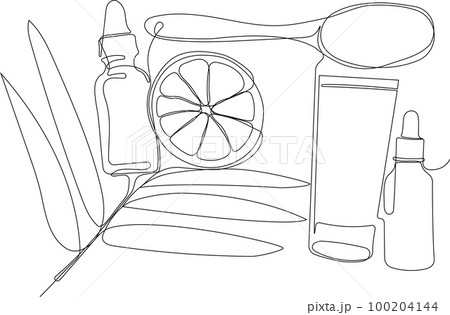 Skin care concept. Landing page template. Morning routine. Bath time. Organic products for scrubbing and body skin care with natural herbal skin care products, top view. Vector illustration Skin care concept. Landing page template. Morning routine. Bath time. Organic products for scrubbing and body skin care with natural herbal skin care products, top view. Vector illustration 100204144