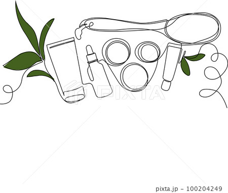 Skin care concept. Landing page template. Morning routine. Bath time. Organic products for scrubbing and body skin care with natural herbal skin care products, top view. Vector illustration Skin care concept. Landing page template. Morning routine. Bath time. Organic products for scrubbing and body skin care with natural herbal skin care products, top view. Vector illustration 100204249