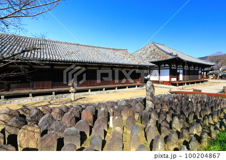 【奈良県】晴天の元興寺の極楽坊本堂と禅室 100204867