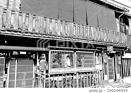 【京都の白黒】京町屋の粋な佇まい 100204954