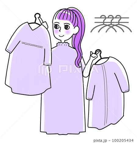服を見比べる女性 100205434
