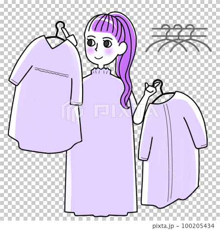 服を見比べる女性 100205434