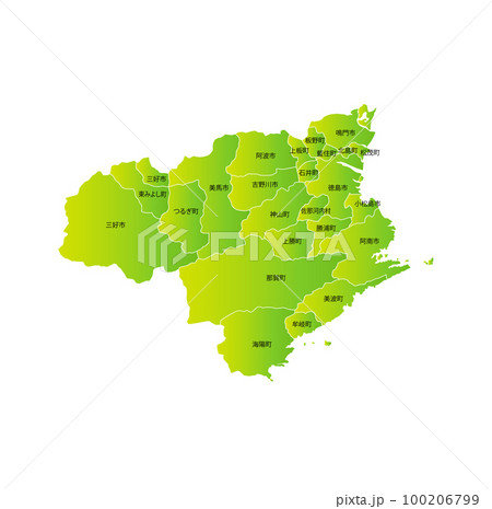 徳島県と市町村地図 徳島県と市町村地図 100206799