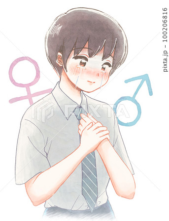 性別違和と折り合いをつけながら生きる学生のイラスト 性別違和と折り合いをつけながら生きる学生のイラスト 100206816
