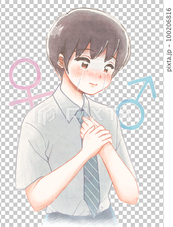 性別違和と折り合いをつけながら生きる学生のイラスト 性別違和と折り合いをつけながら生きる学生のイラスト 100206816