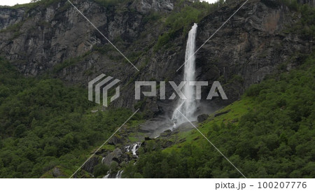 Waterfall in mountains. Outdoor nature in Norway 100207776