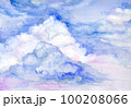 水彩絵の具で描いた入道雲 100208066