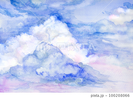 水彩絵の具で描いた入道雲のイラスト素材 [100208066] - PIXTA