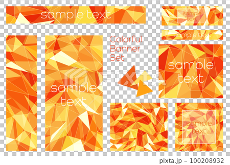 Banner set _ triangle mosaic _ orange 100208932