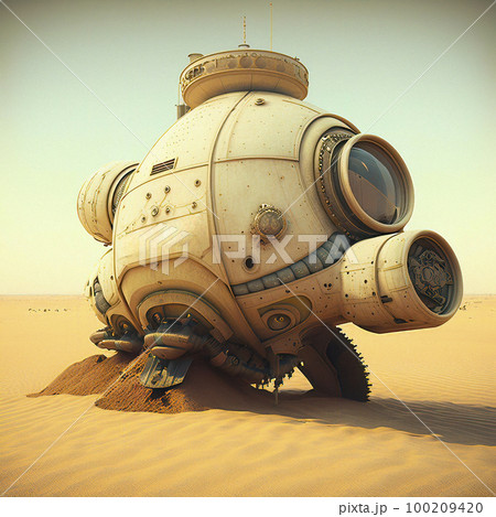 An Old, Rusty Submarine Abandoned in the Middle of the Desert An Old, Rusty Submarine Abandoned in the Middle of the Desert 100209420